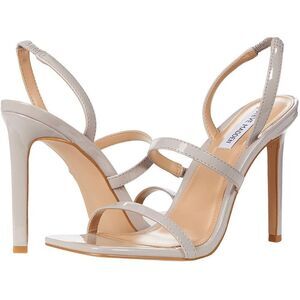 Steve Madden Gracey Strappy Heels Patent Gray Square Toe Sandal Women’s Size 8.5